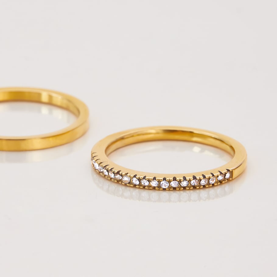1 Piece Luxurious Geometric Stainless Steel Gold Color Women's Gemstone Rings Picture9
