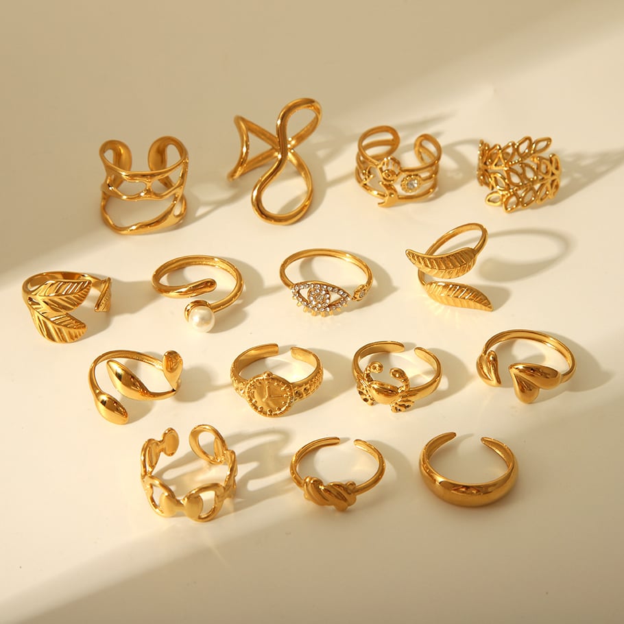 1 anello regolabile in acciaio inossidabile color oro Immagine3