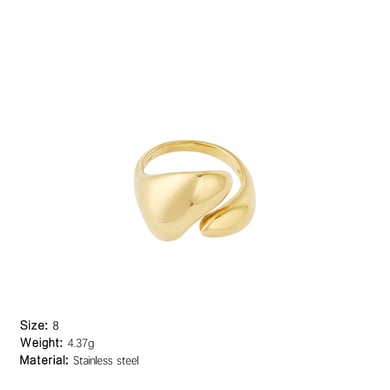 Bague géométrique classique en acier inoxydable couleur or, série simple, 1 pièce h5 Image2