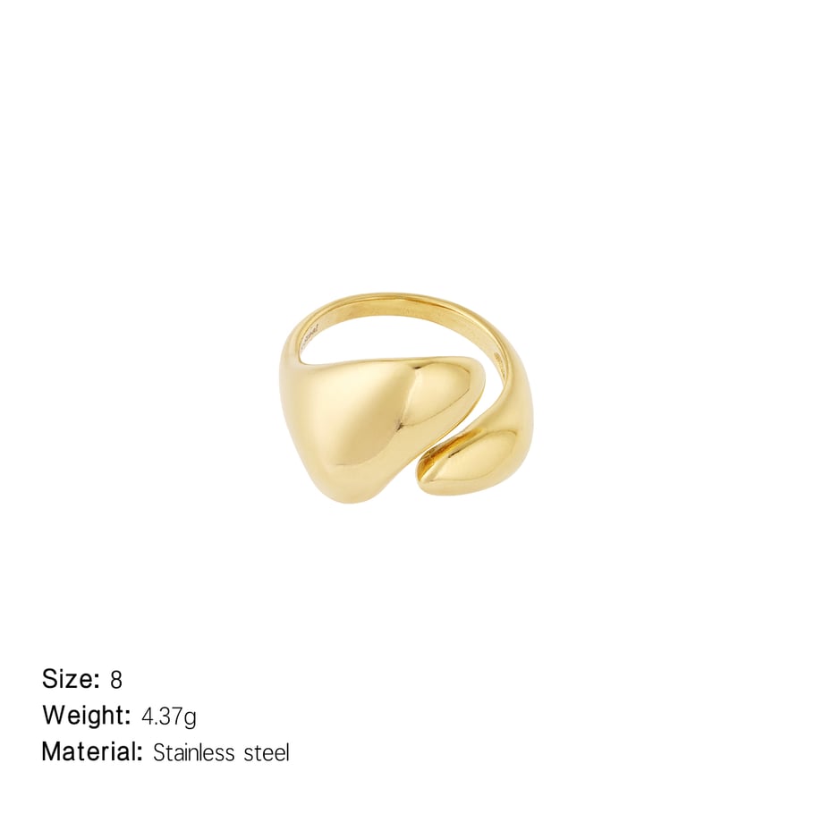 Bague géométrique classique en acier inoxydable couleur or, série simple, 1 pièce Image2