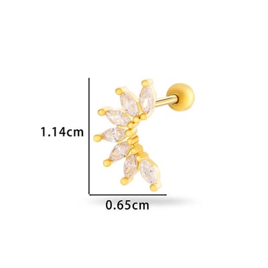 1 Piece Copper Gold Color Zircon Piercings Earrings h5 Picture2
