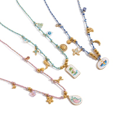 1 Piece Stylish Coconut Tree Stainless Steel Gold Color Women's Pendant Necklaces h5 Picture6