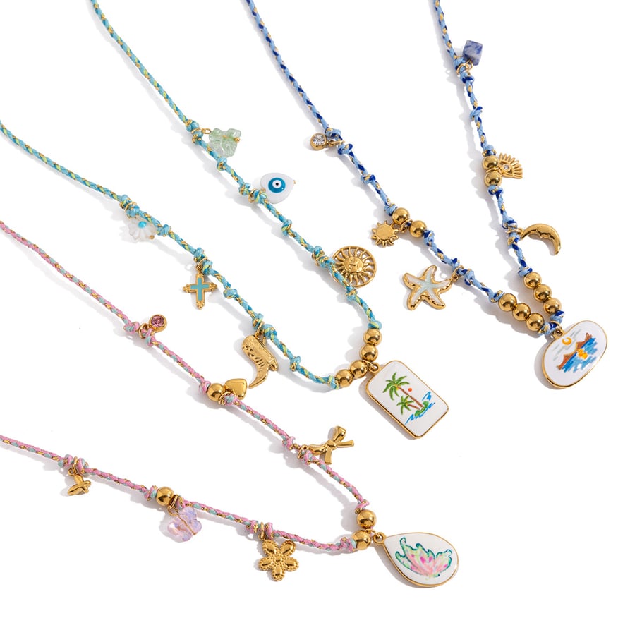 1 Piece Stylish Coconut Tree Stainless Steel Gold Color Women's Pendant Necklaces Picture6