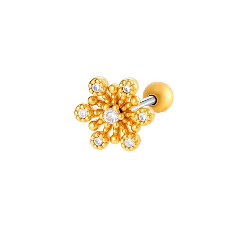1 Piece Star Copper Gold Color Zircon Women's Piercings Earrings 