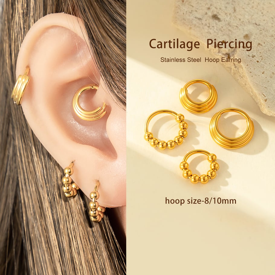 1 Stück Edelstahl Goldfarben Piercings Ohrring Bild4