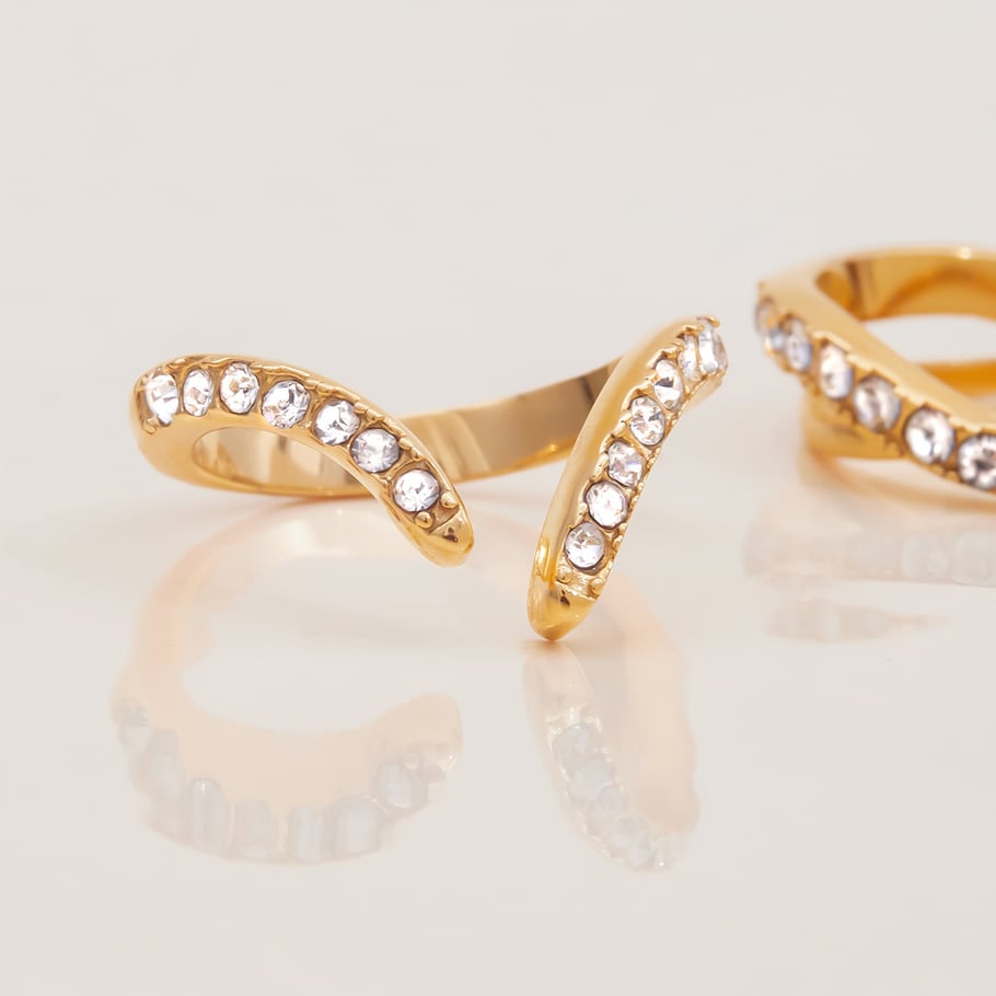1 Piece Luxurious Geometric Stainless Steel Gold Color Women's Gemstone Rings Picture8