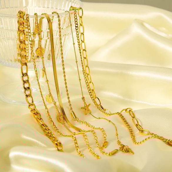 1 Piece Stainless Steel Gold Color Anklets 2