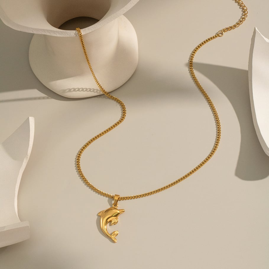 Collana con ciondolo a forma di granchio in acciaio inossidabile color oro, 1 pezzo Immagine3