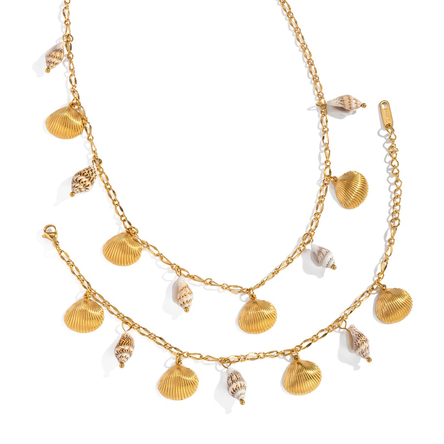 1 Piece Oceanic Shelll Stainless Steel Gold Color Charm Bracelet Picture5