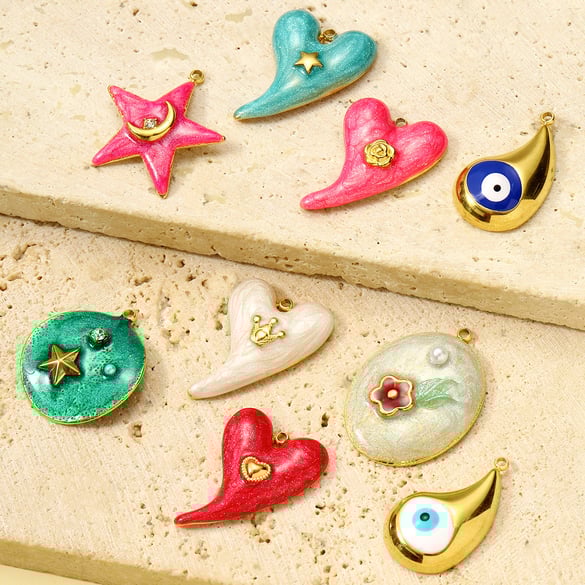 1 Piece DIY Droplet Stainless Steel Gold Color Women's Pendants 2