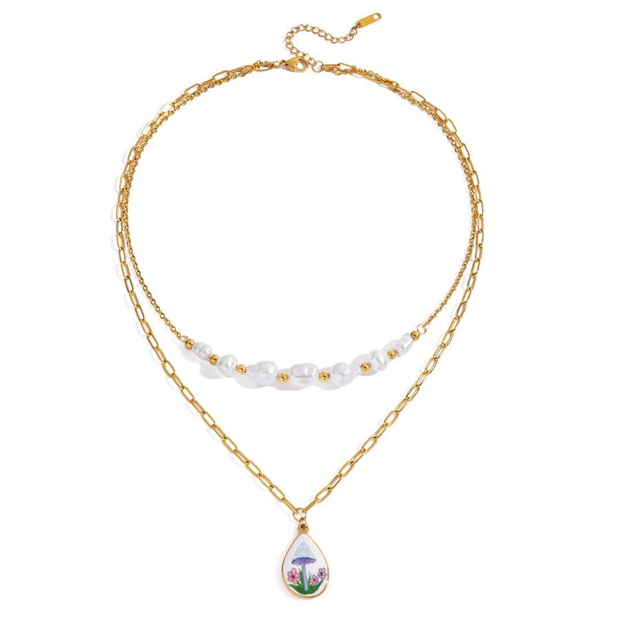 Collier avec pendentif goutte d&#39;eau en acier inoxydable doré pour femme, 1 pièce 
