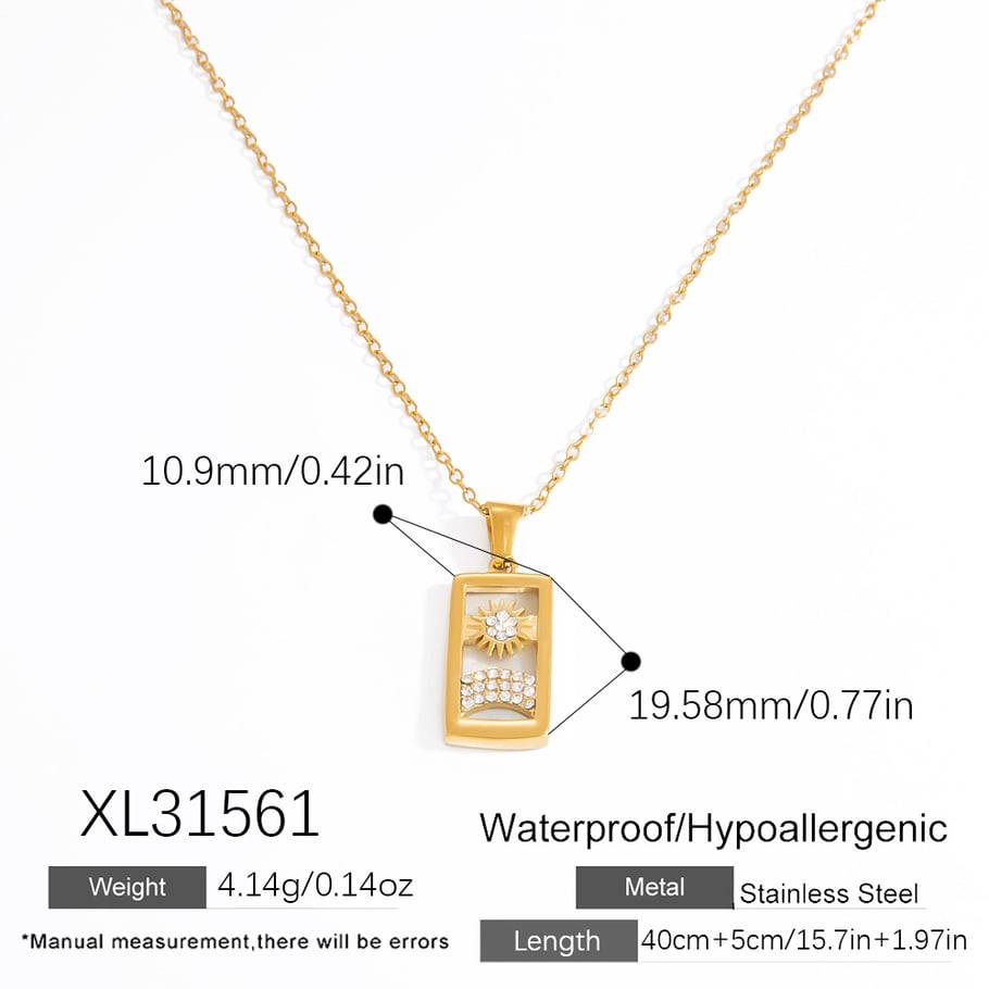 1 Piece Stainless Steel Tarot Pendant Necklace Picture2