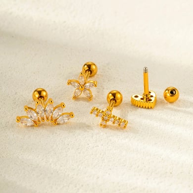 1 pezzo di orecchini con zirconi color rame e oro h5 Immagine3