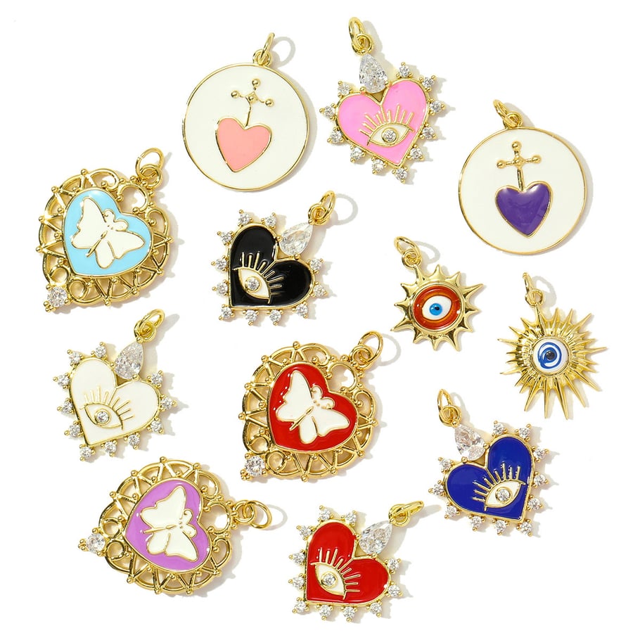 1 pieza de lujosa serie DIY Corazón de acero inoxidable color dorado Colgantes para mujer Imagen3