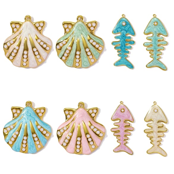 1 Piece Romantic Series DIY Shell Stainless Steel Gold Color Women's Pendants 2