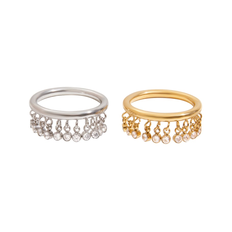 1 stuk luxe serie origineel ontwerp kwast roestvrij staal goudkleurige dames edelsteen ringen Afbeelding8