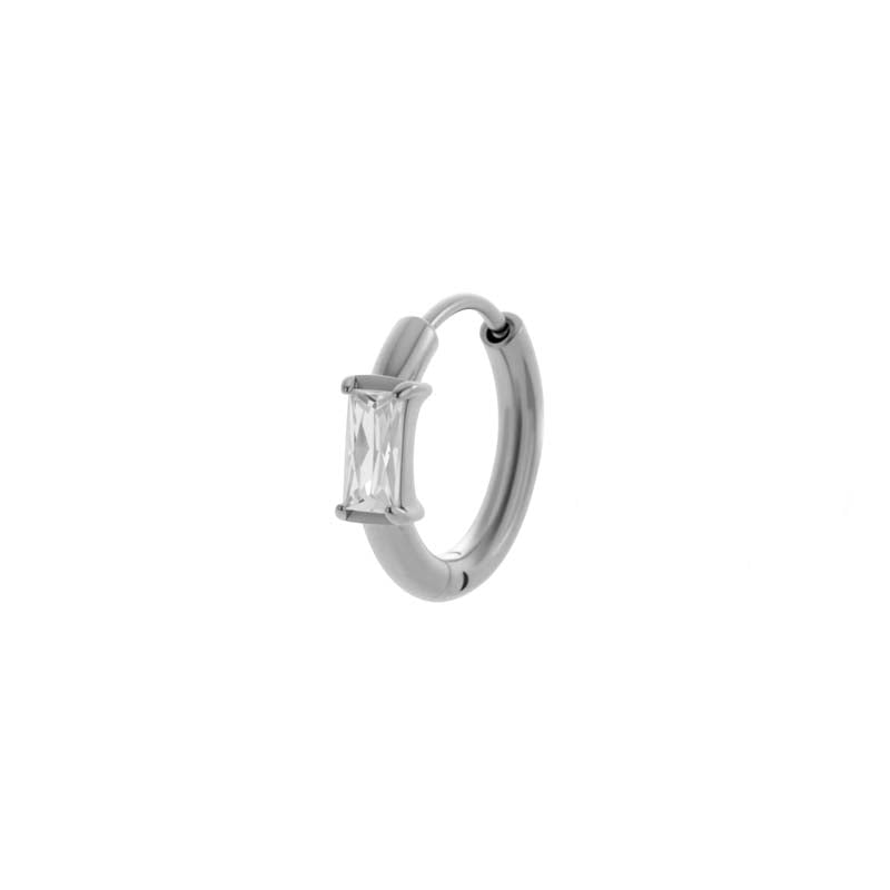 Boucles d&#39;oreilles créoles en acier inoxydable avec zircon couleur or pour femme, 1 pièce 