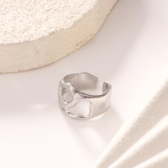 1 Piece Simple Series Classic Geometric Stainless Steel Gold Color Statement Rings