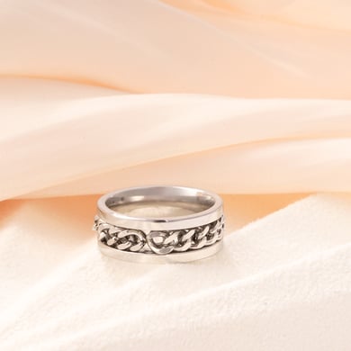 Bague de déclaration géométrique classique en acier inoxydable couleur or, série luxueuse, 1 pièce h5 Image6