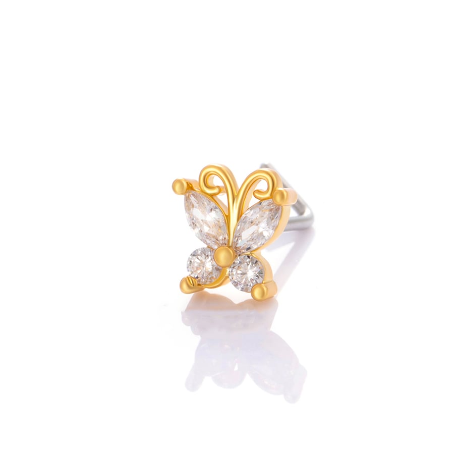 1 piercing para la nariz con circonita color cobre y dorado. 