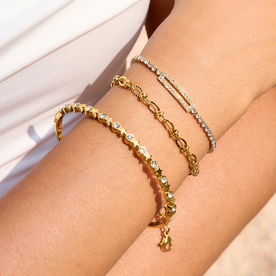 1 Piece Romantic Heart Stainless Steel Gold Color Women's Chain Bracelets Picture4