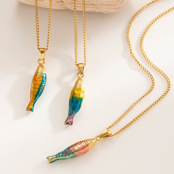 1 Piece Fish Stainless Steel Pendant Necklaces 2