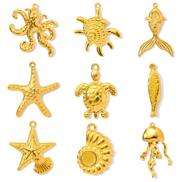 1 Piece Simple Series DIY Conch Stainless Steel Gold Color Women's Pendants 2