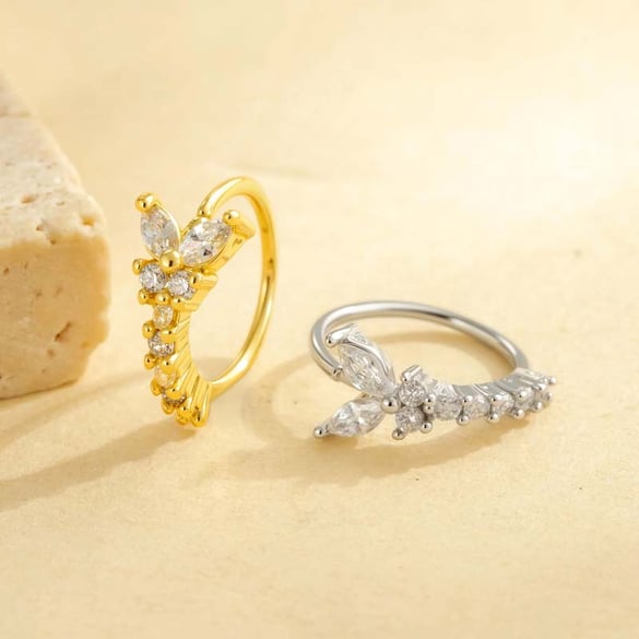 1 Piece Copper Gold Color Zircon  Nose Stud