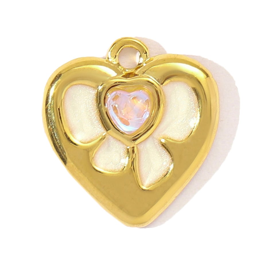 1 pezzo di ciondolo a forma di cuore in acciaio inossidabile color oro da donna 