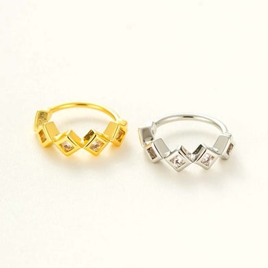 1 pièce de piercing de nez géométrique en cuivre doré et zircon pour femme h5 Image9