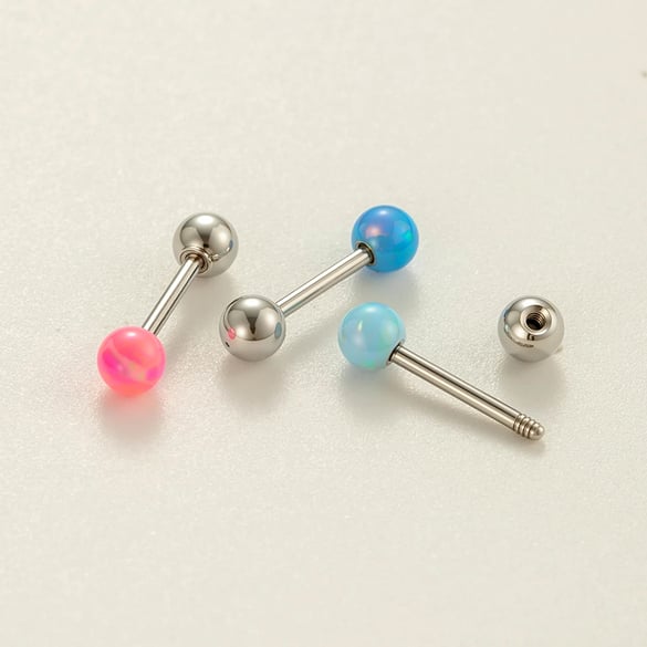1 Piece Simple Opal Round Stainless Steel Women's Piercings Earrings