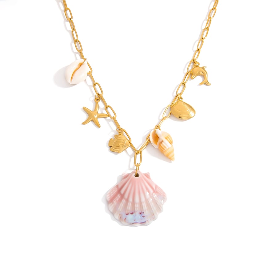 1 Piece Oceanic Stainless Steel Gold Color Pendant Necklace 