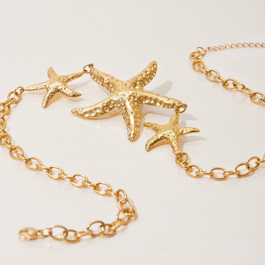 1 Piece Romantic Series Classic Starfish Stainless Steel Gold Color Women's Pendant Necklaces Picture6