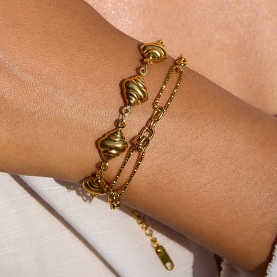 1 Piece Simple CroissantStainless Steel Gold Color Women's Charm Bracelets h5 Picture3