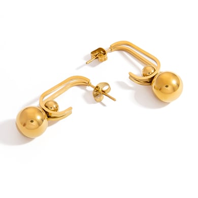 Orecchini a bottone da donna in acrilico color oro, geometrici casual, semplici, serie h5 