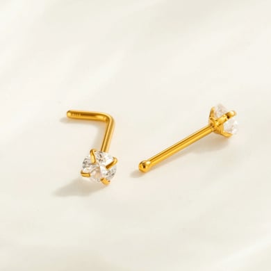 1 piercing de nez tendance en acier inoxydable avec zircon couleur or pour femme h5 Image5