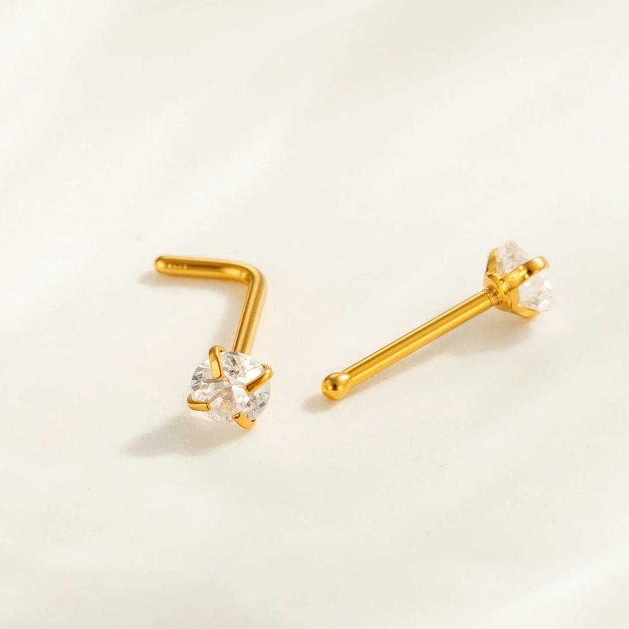 1 piercing de nez tendance en acier inoxydable avec zircon couleur or pour femme Image5