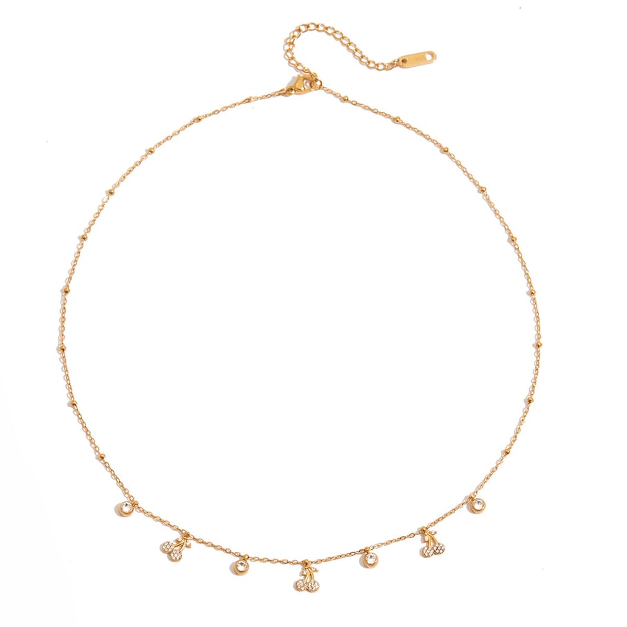 1 Piece Romantic Series Cherry Stainless Steel Gold Color Women's Pendant Necklaces Picture6