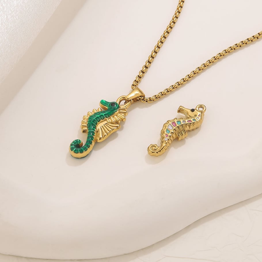 1 Piece Sea Horse Stainless Steel Gold Color Women's Pendants h5Picture5