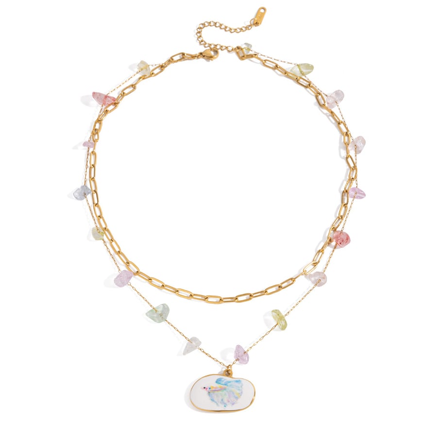 1 Piece Tropical Fish Stainless Steel Gold Color Women's Pendant Necklaces 
