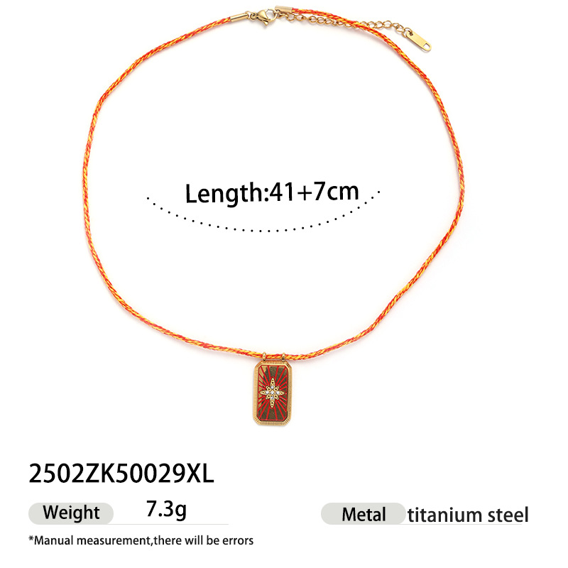 Collier avec pendentif rétro en acier inoxydable couleur or, 1 pièce 