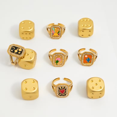 1 Stück Persönlichkeit Rechteckige Statement-Ringe aus Edelstahl in Goldfarbe h5 Bild6