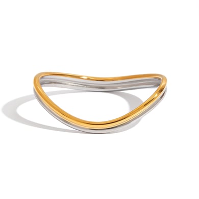1 brazalete clásico irregular de acero inoxidable para mujer h5 