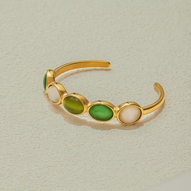 Bracelet élégant ovale en acier inoxydable couleur or pour femme, 1 pièce h5 Image9
