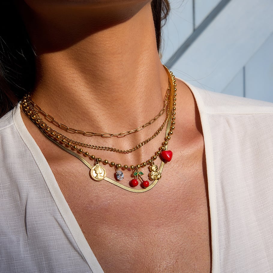 1 Piece Natural Cherry Stainless Steel Gold Color Women's Pendant Necklaces Picture4