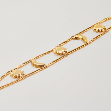 1 Piece Luxurious Series Retro Sun&Moon Stainless Steel Gold Color Women's Chain Bracelets h5 Picture5