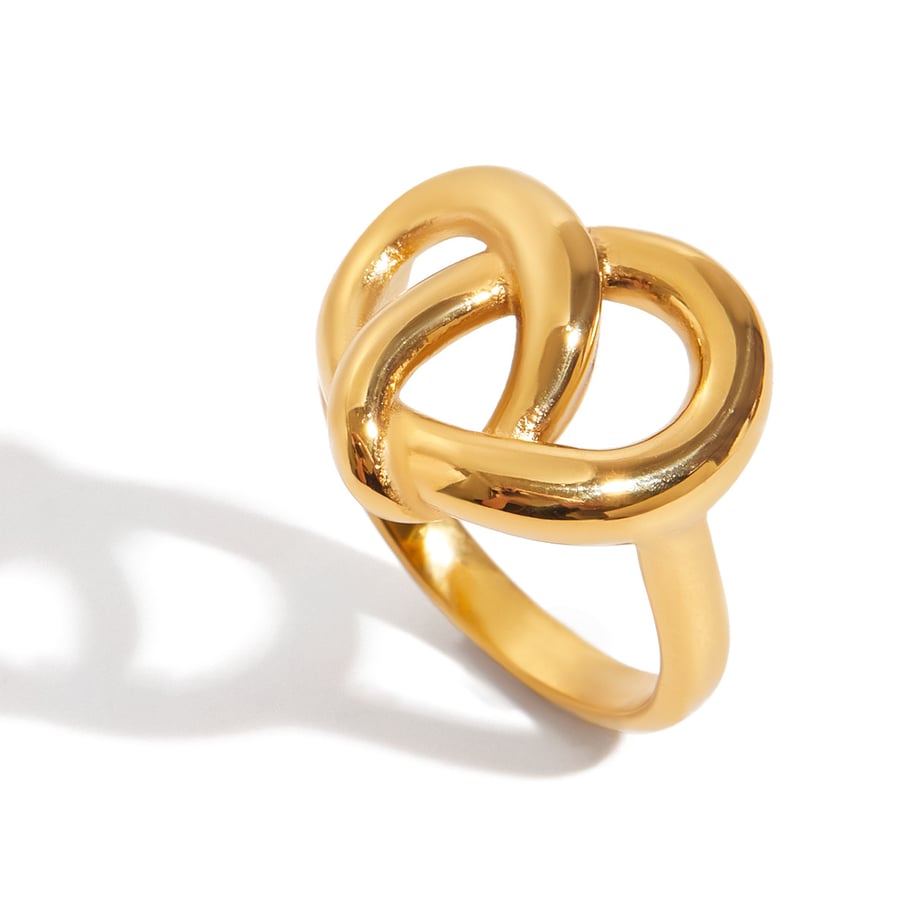 1 Piece Romantic Pretzel Shape Stainless Steel Gold Color Statement Rings 