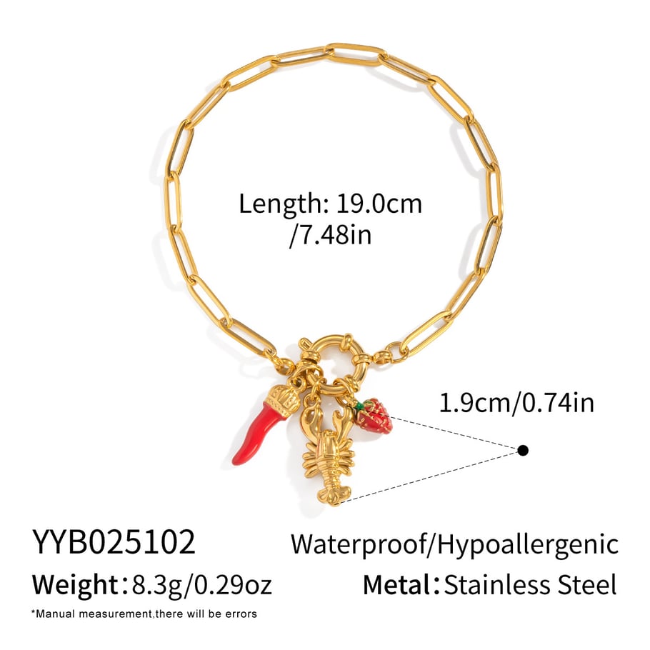 1 Piece Lobster Stainless Steel Charm Bracelet 