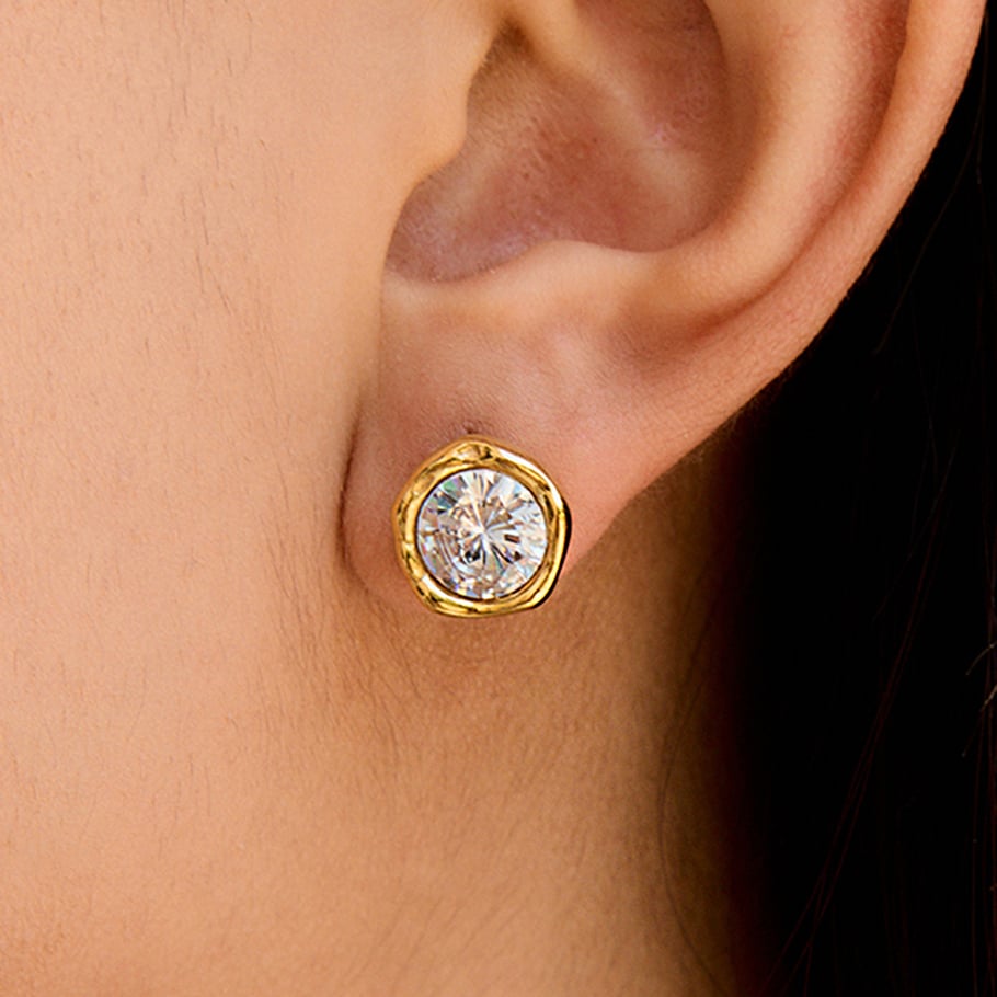 1 Paar Damen-Ohrstecker aus Edelstahl mit geometrischem Muster in Goldfarbe Bild4