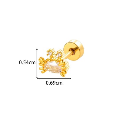 1 Adet Okyanus Bakır Altın Rengi Zirkonyum Piercing Küpe h5 Resim2